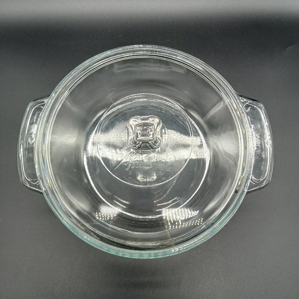 Anchor Hocking 2 Quart Clear Round Casserole Baking Dish & Lid Vintage​​​